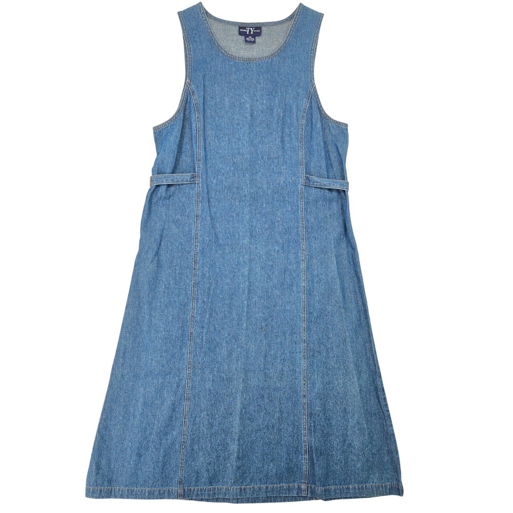 Original TY Wear Vintage 12P Denim Dress Womens Cottagecore Coastal Grandma Maxi